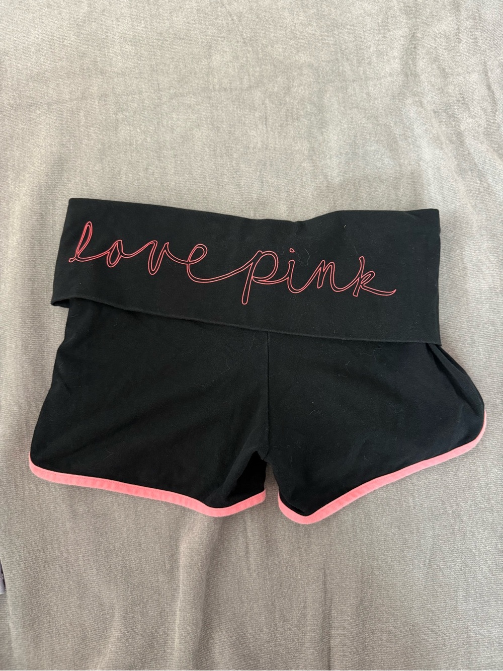 PINK by Victoria's Secret vintage Black Fold-Over Short shorts love pink sz S